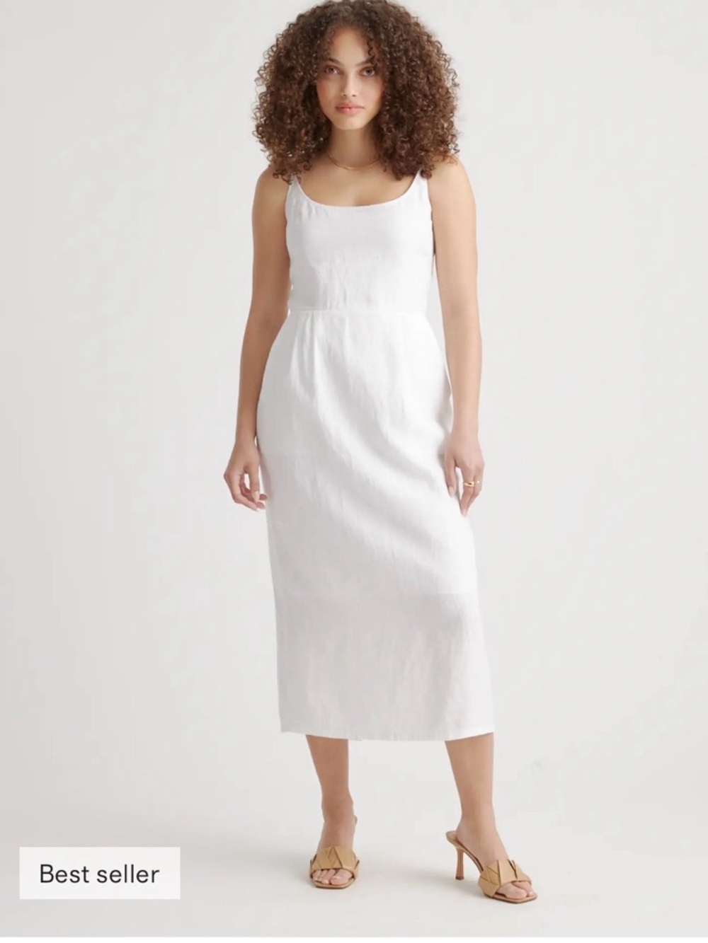100% European Linen Scoop Neck Midi
Dress